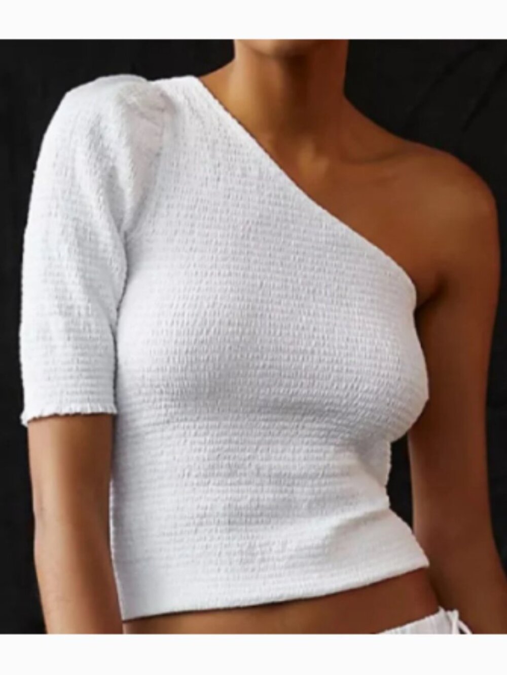 Nation LTD Kirstie One Shoulder Smocked Top In White, Size M